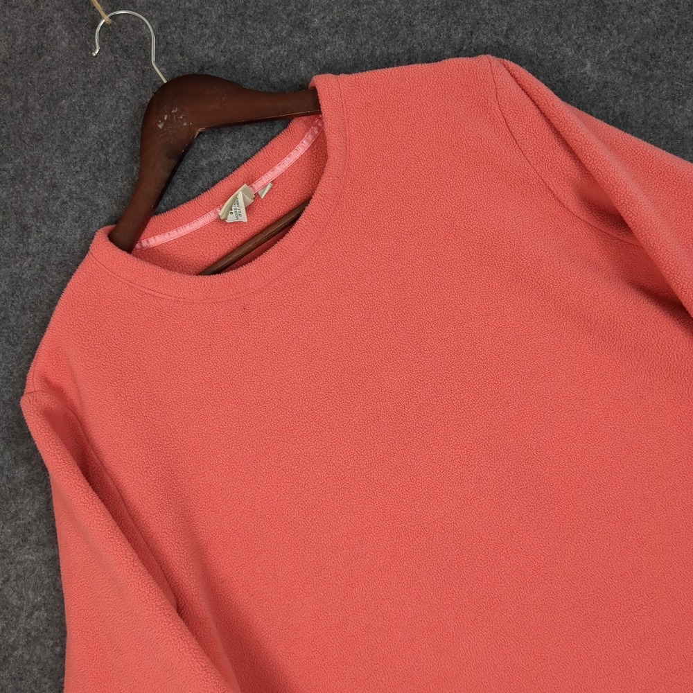 LL Bean Womens Coral Pink Fleece Pullover Crew Neck Sweatshirt Size 1X Regular